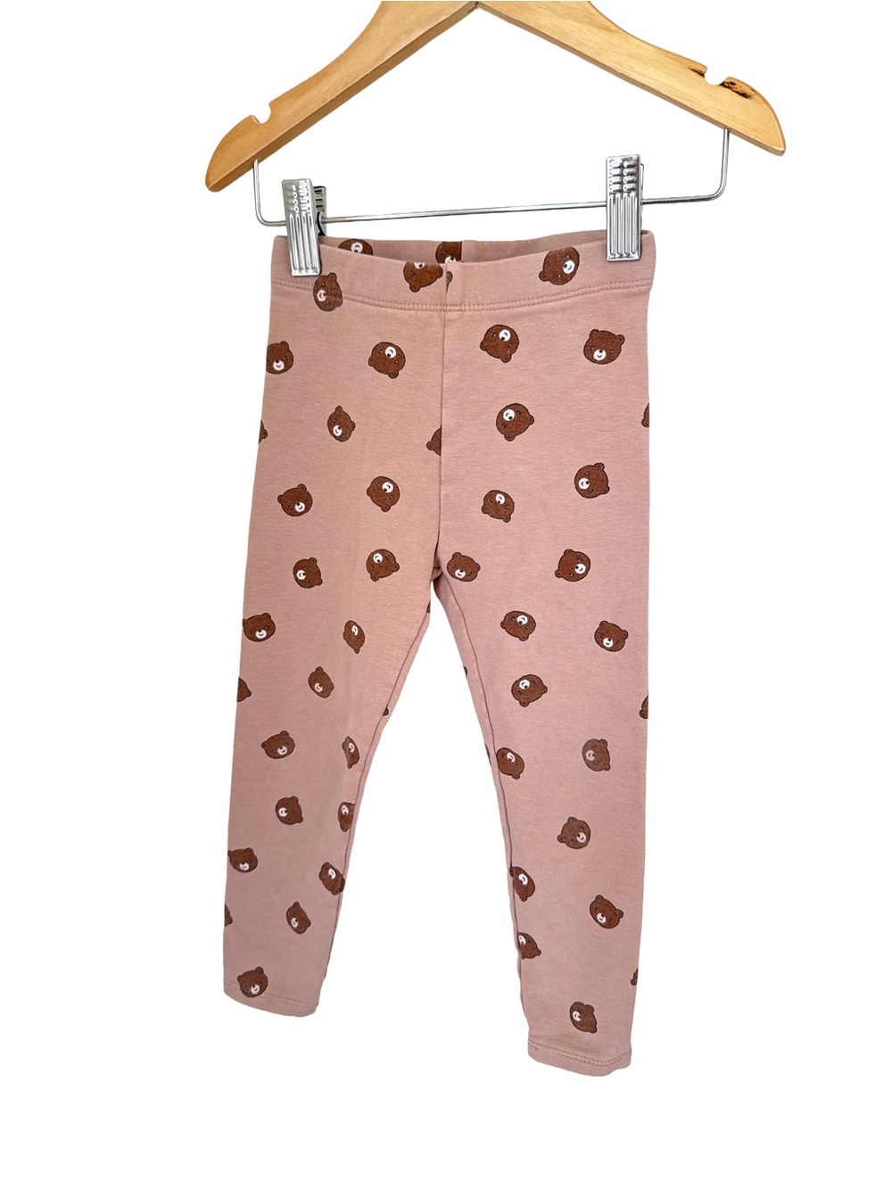 Zara Pink Bear Face Print Leggings 2/3 years
